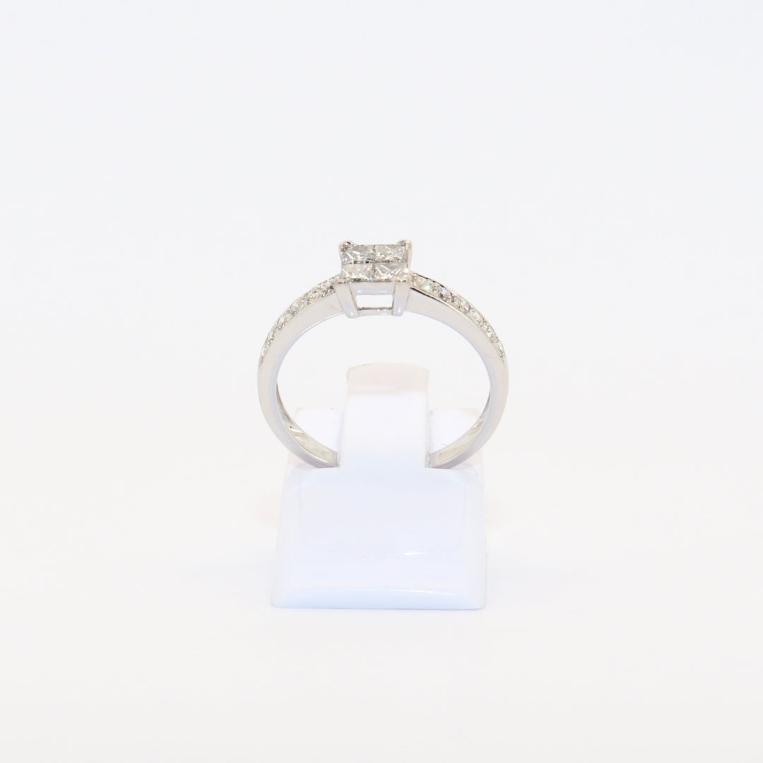 SOLITARIO ORO BLANCO CON DIAMANTES