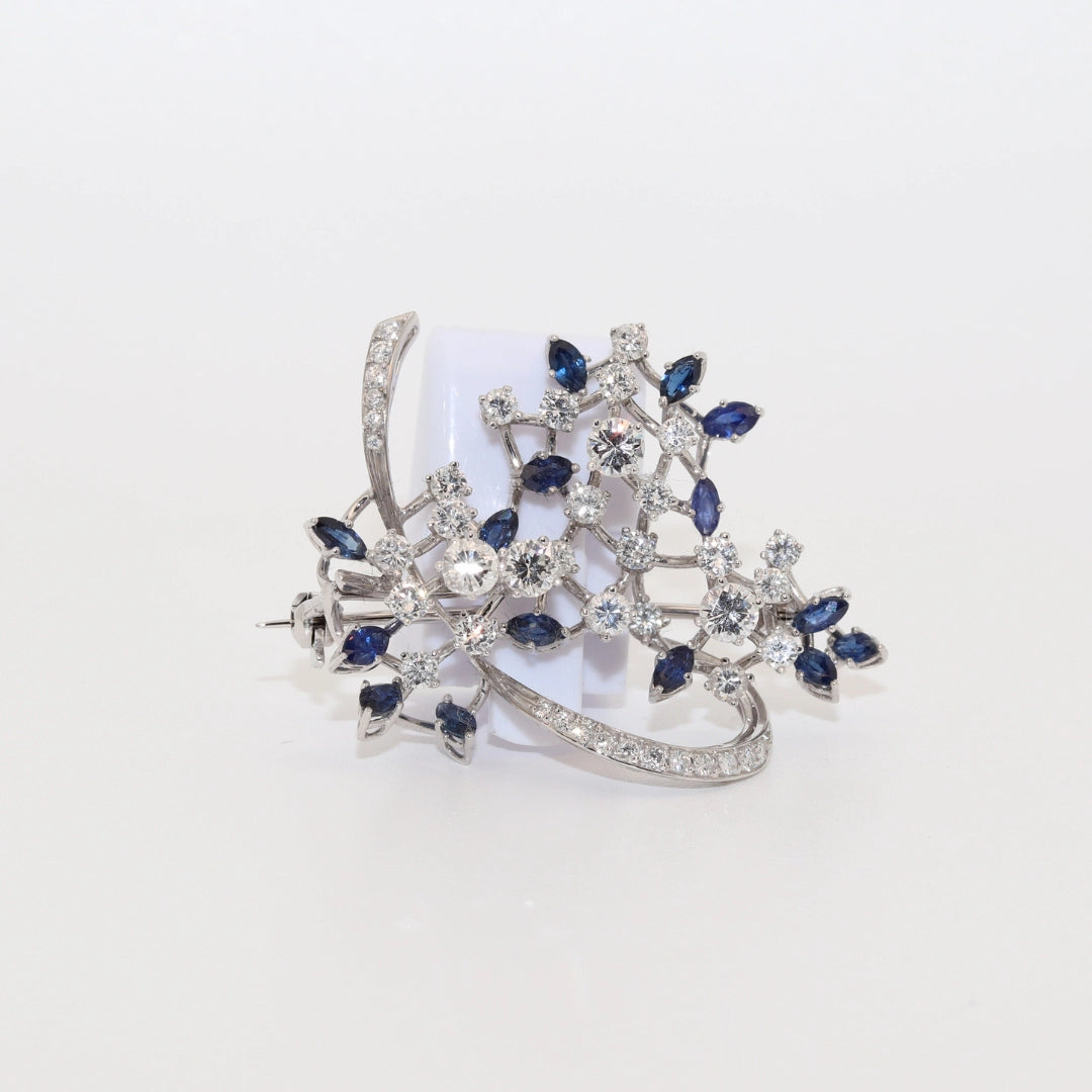 BROCHE ZAFIROS Y BRILLANTES