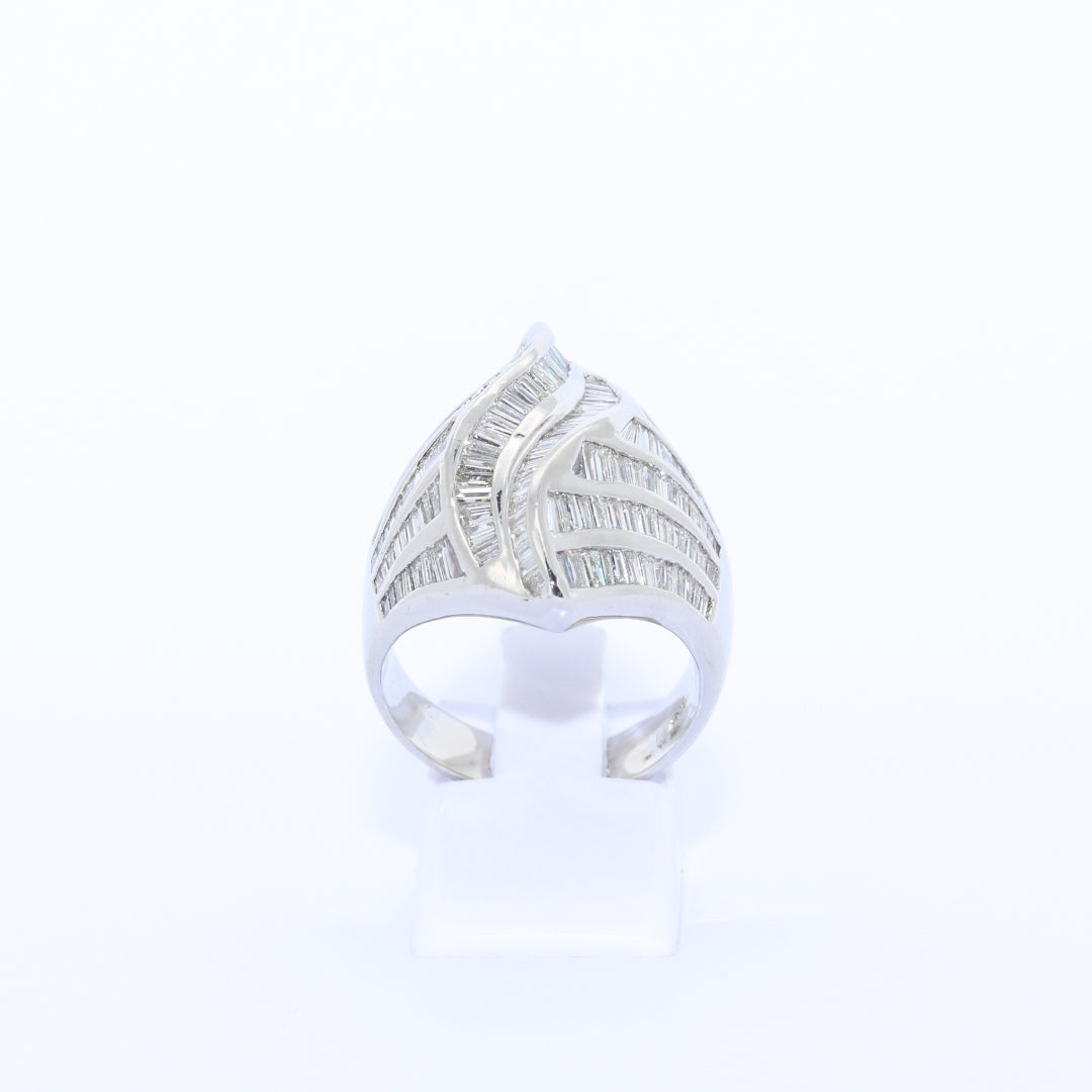 ANILLO CARACOL ORO BLANCO CON DIAMANTES BAGUET