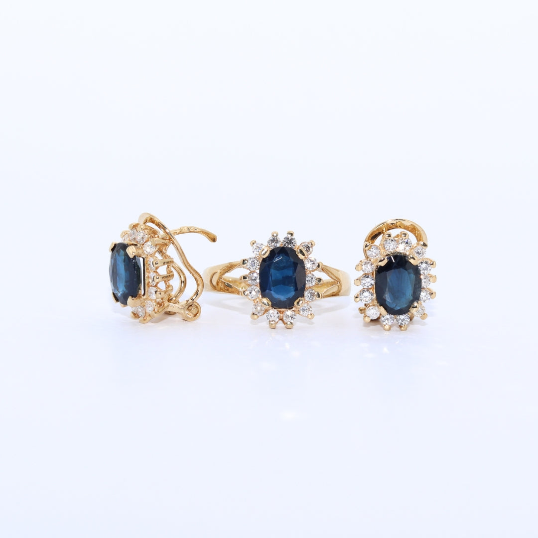 CONJUNTO SORTIJA + PENDIENTES ZAFIROS