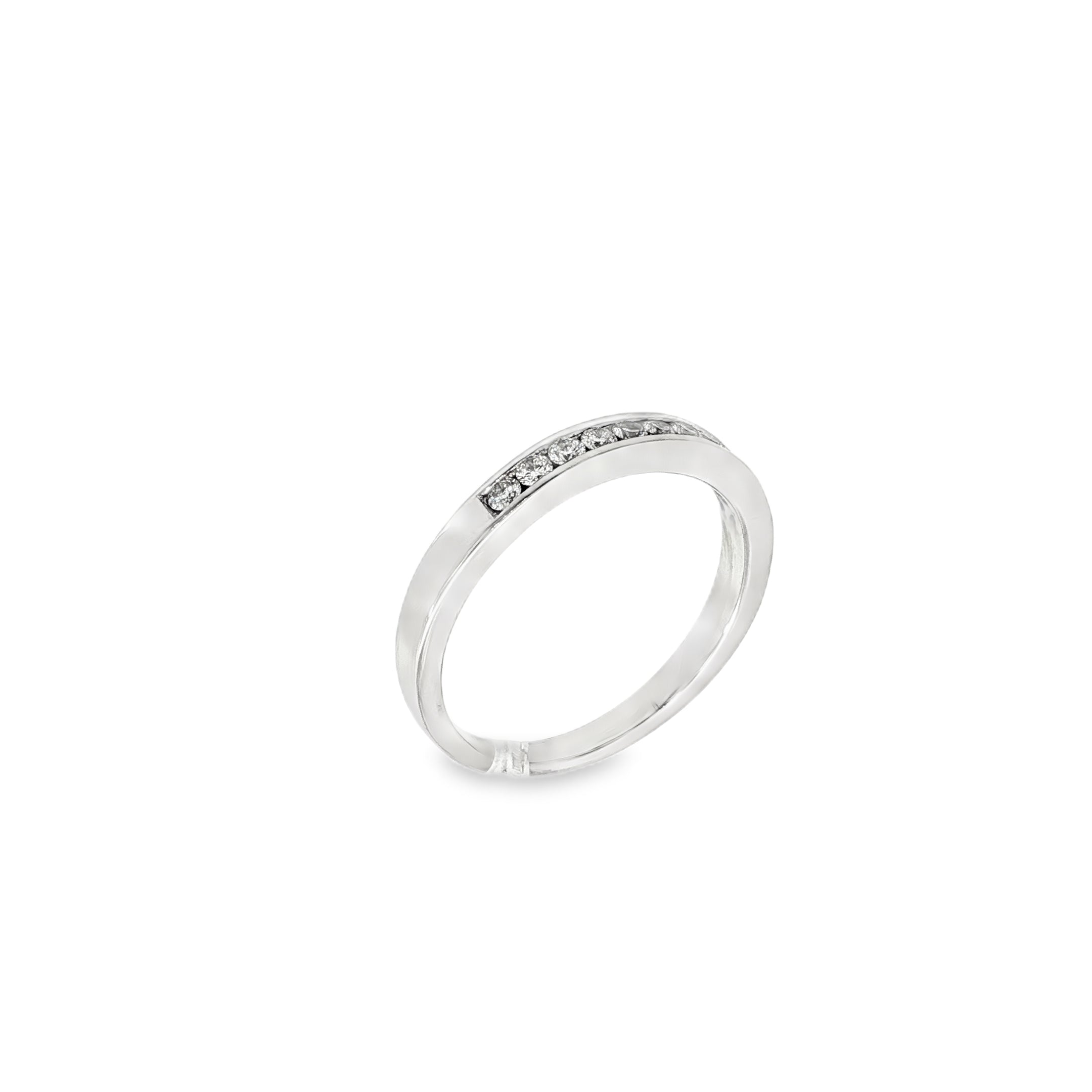 ANILLO MEDIA ALIANZA ORO BLANCO CON BRILLANTES