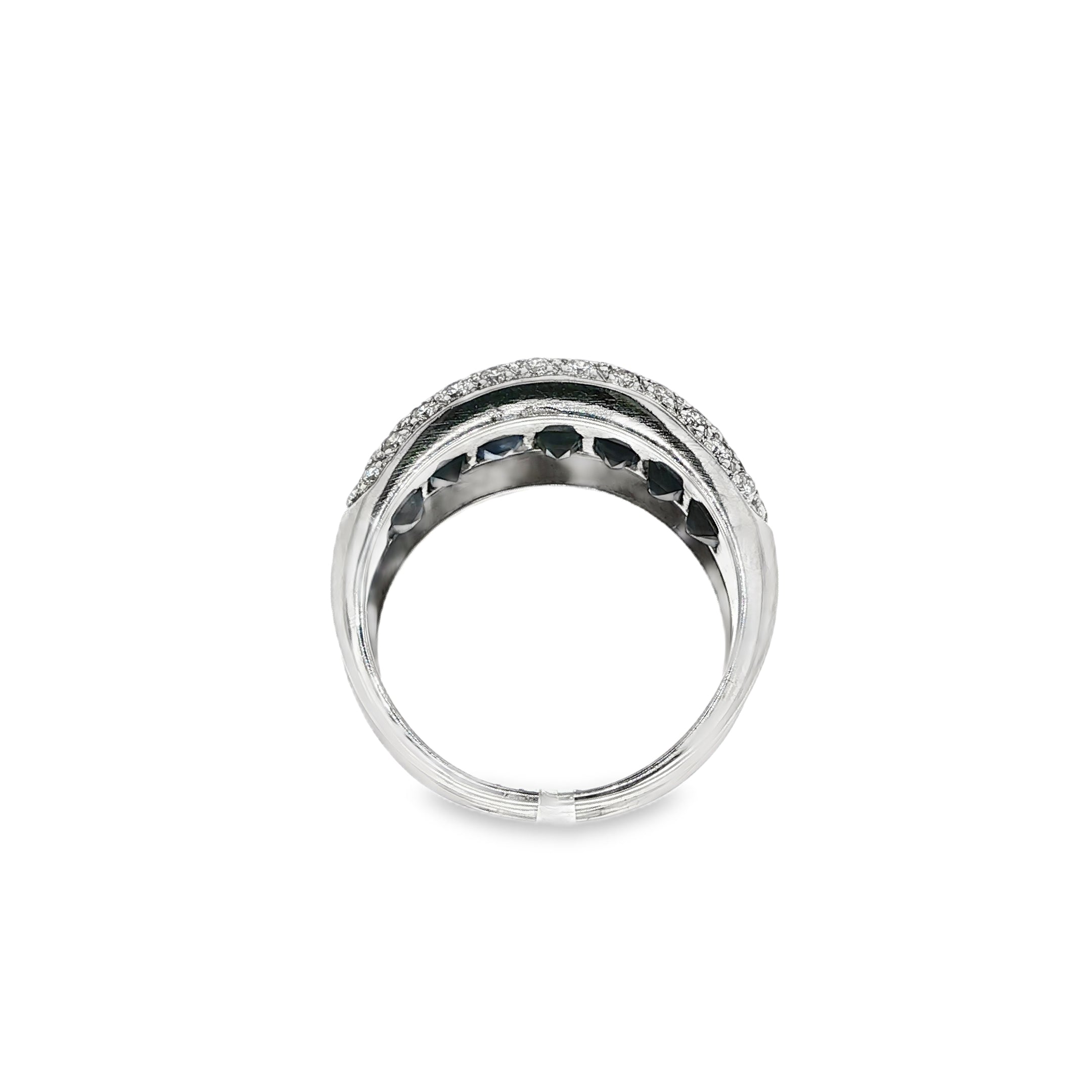 ANILLO ZAFIROS Y DIAMANTES