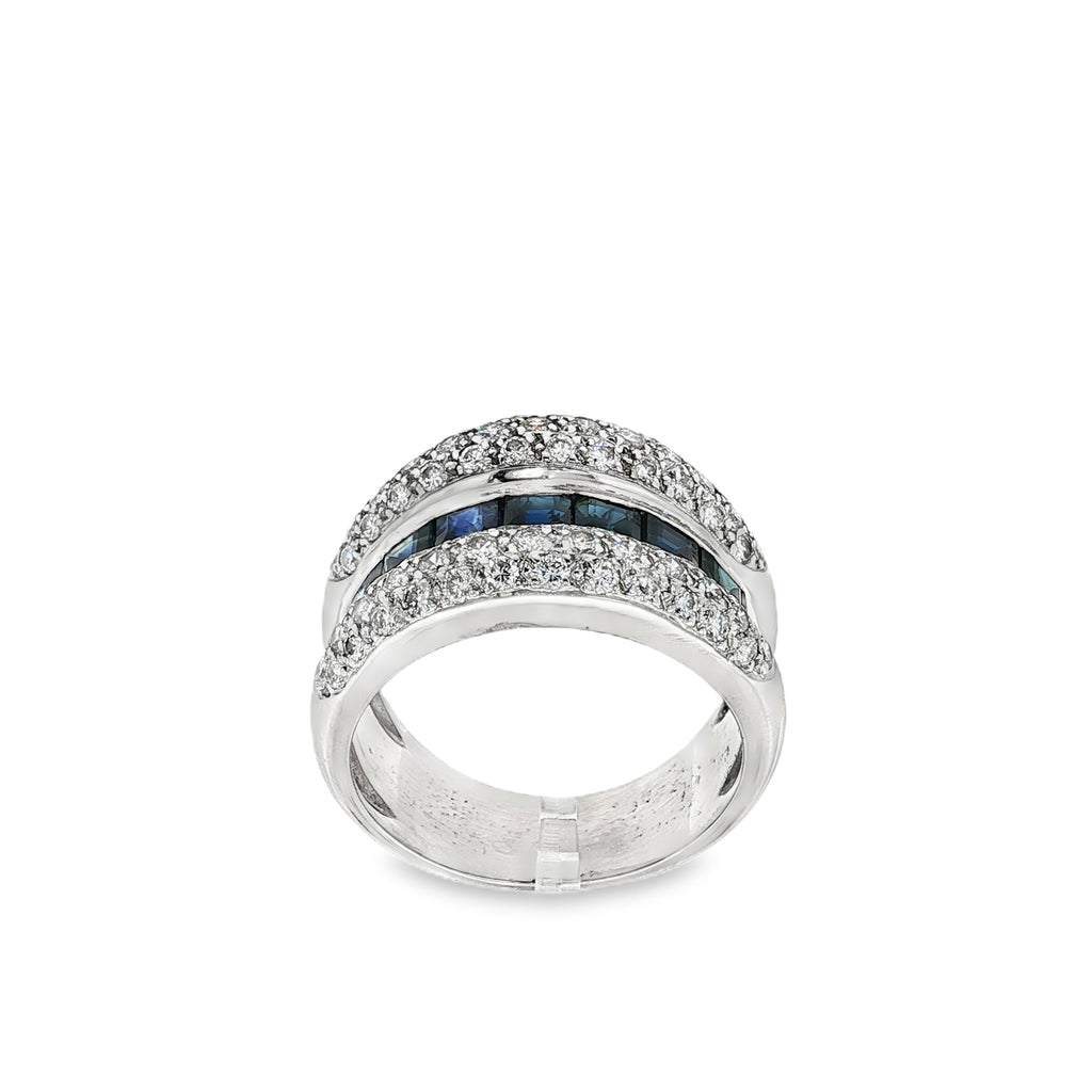 ANILLO ZAFIROS Y DIAMANTES
