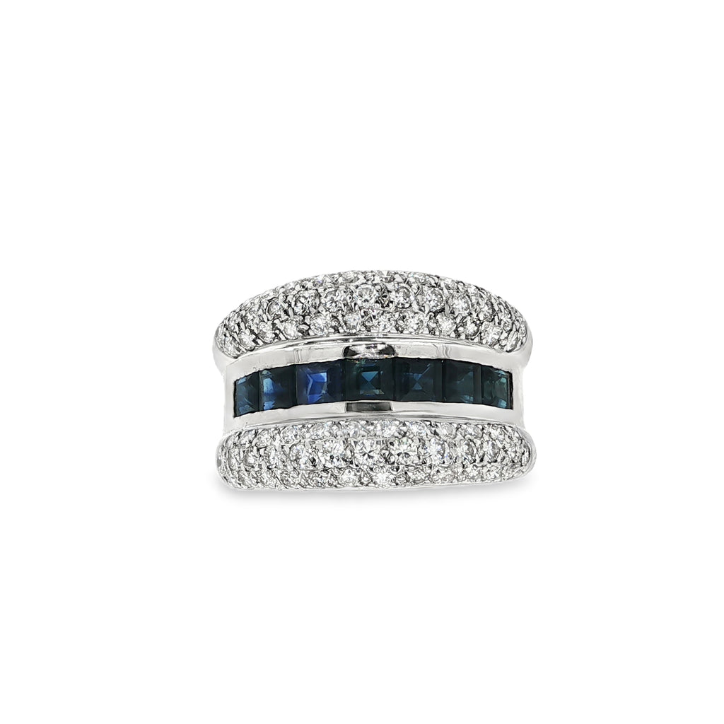 ANILLO ZAFIROS Y DIAMANTES