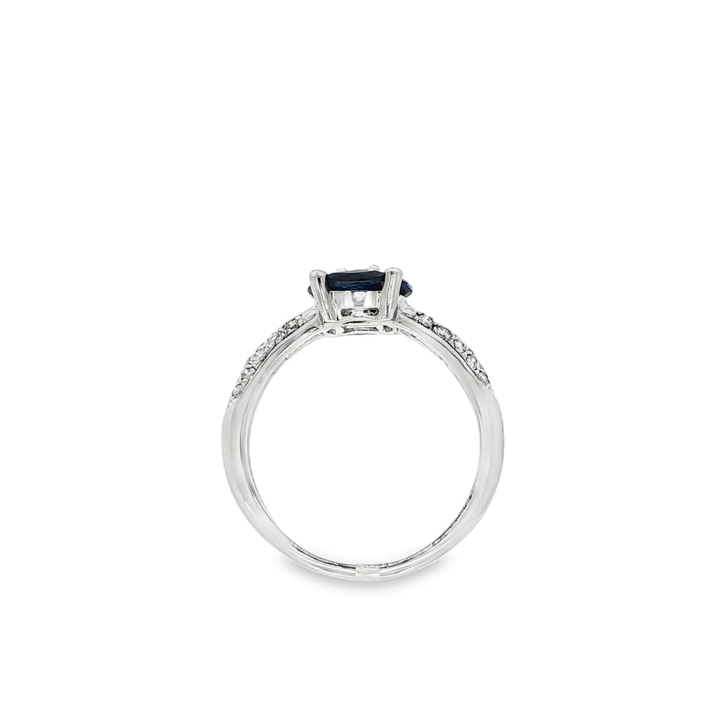 SORTIJA ORO BLANCO ZAFIROS MARQUISE Y BRILLANTES