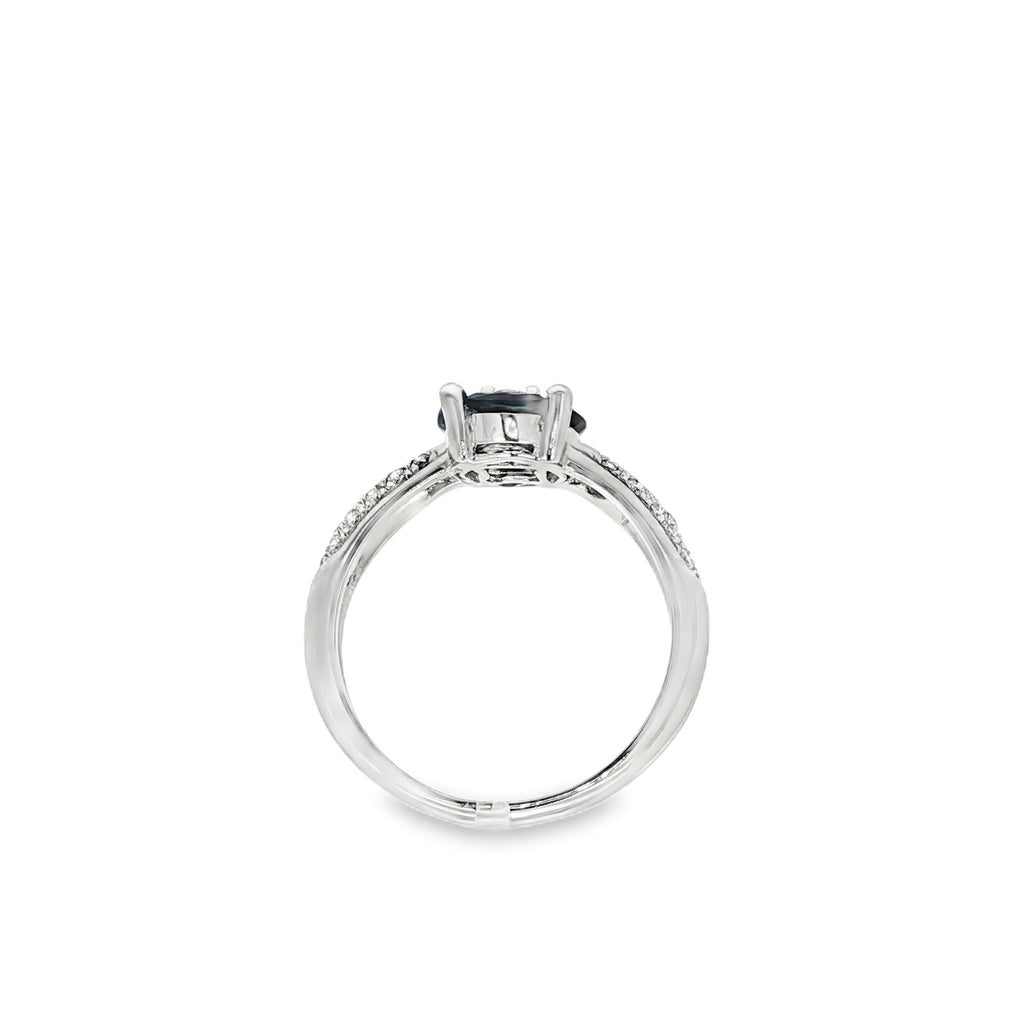 SORTIJA ORO BLANCO ZAFIROS MARQUISE Y BRILLANTES