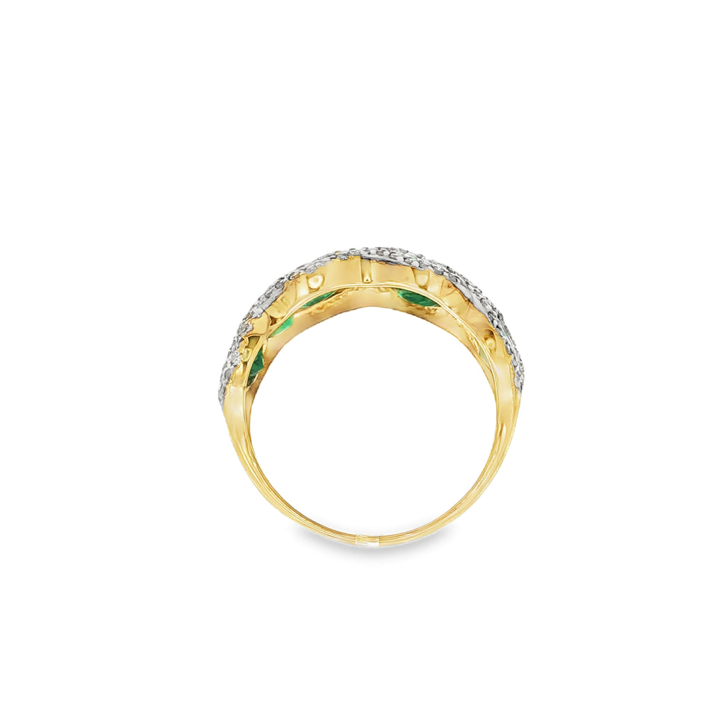 ANILLO BICOLOR ESMERALDAS CON BRILLANTES