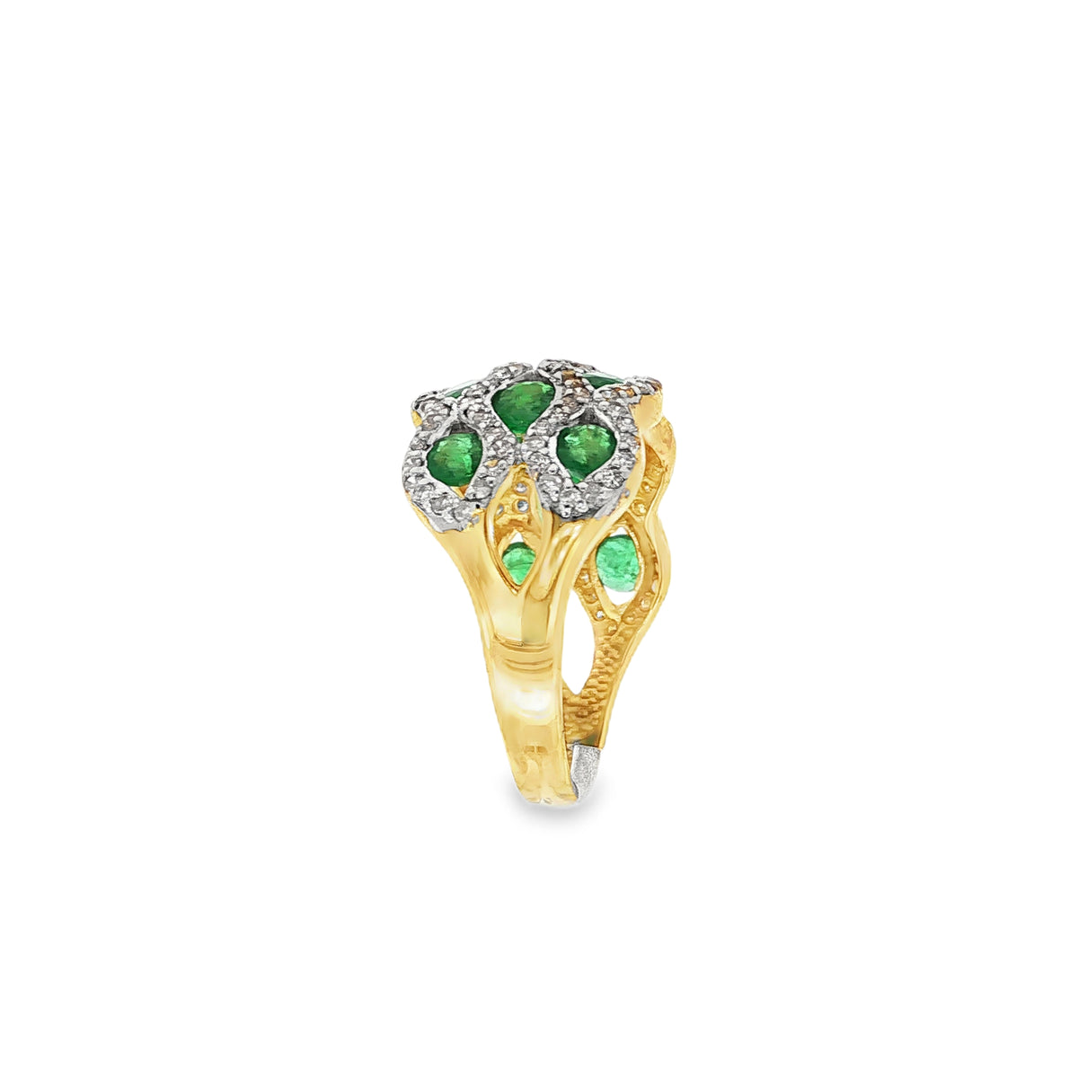 ANILLO BICOLOR ESMERALDAS CON BRILLANTES