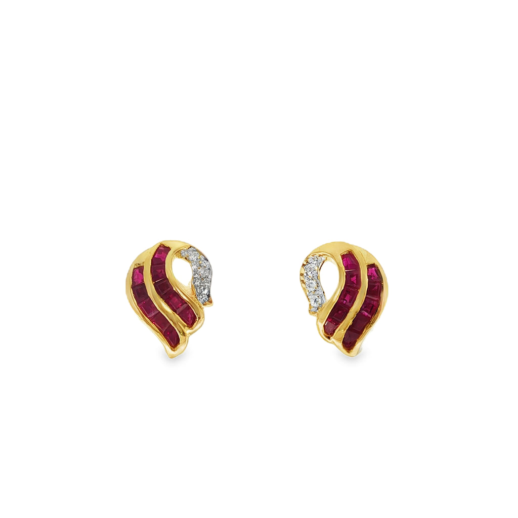 PENDIENTES RUBIES CON BRILLANTES