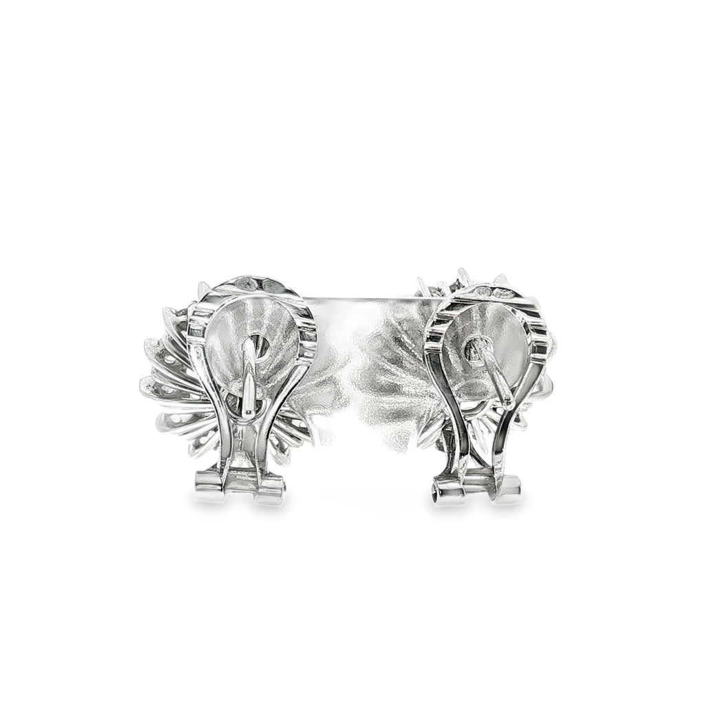 CONJUNTO ORO BLANCO ANILLO + PENDIENTES CON PERLAS Y DIAMANTES
