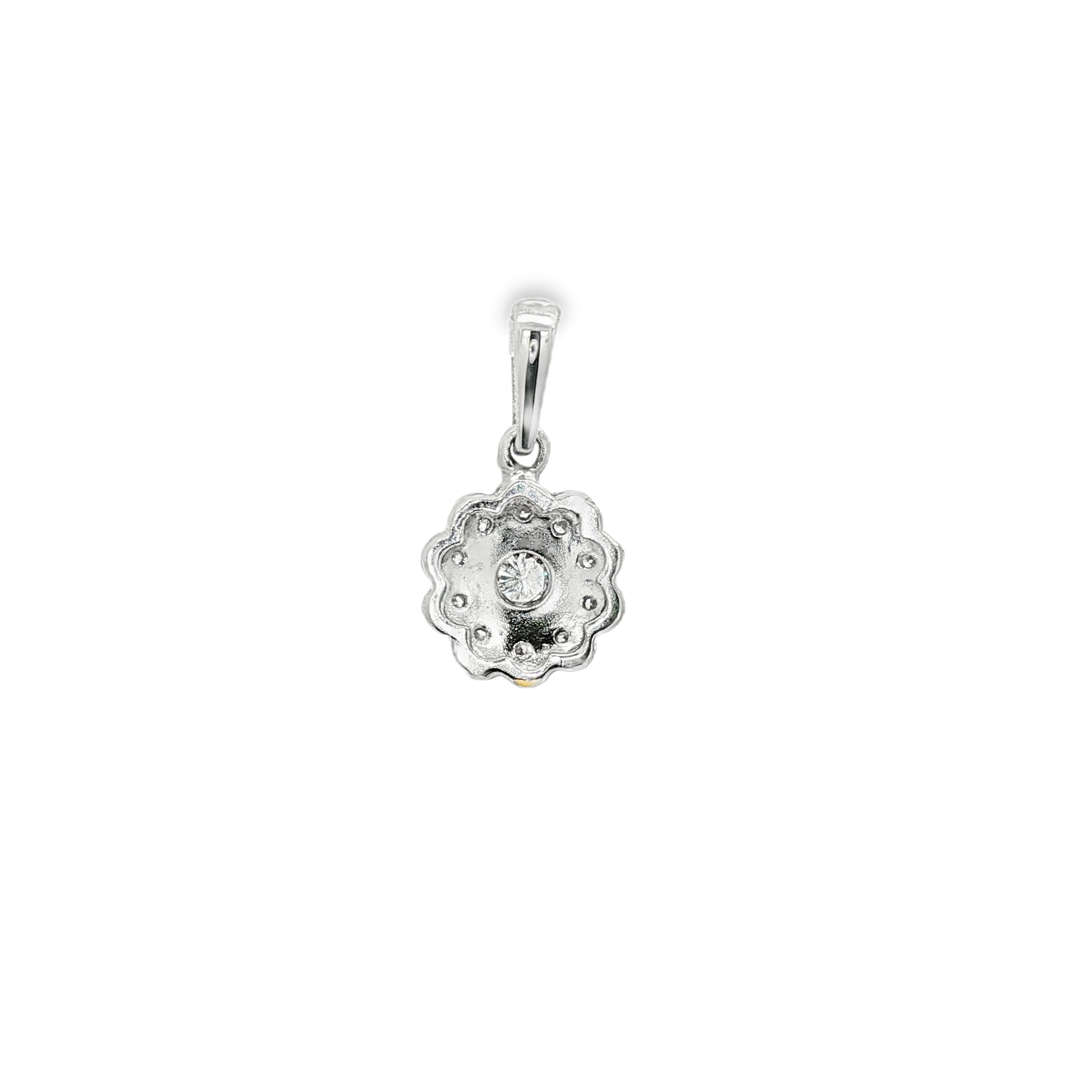 COLGANTE FLOR ORO BLANCO CON DIAMANTES