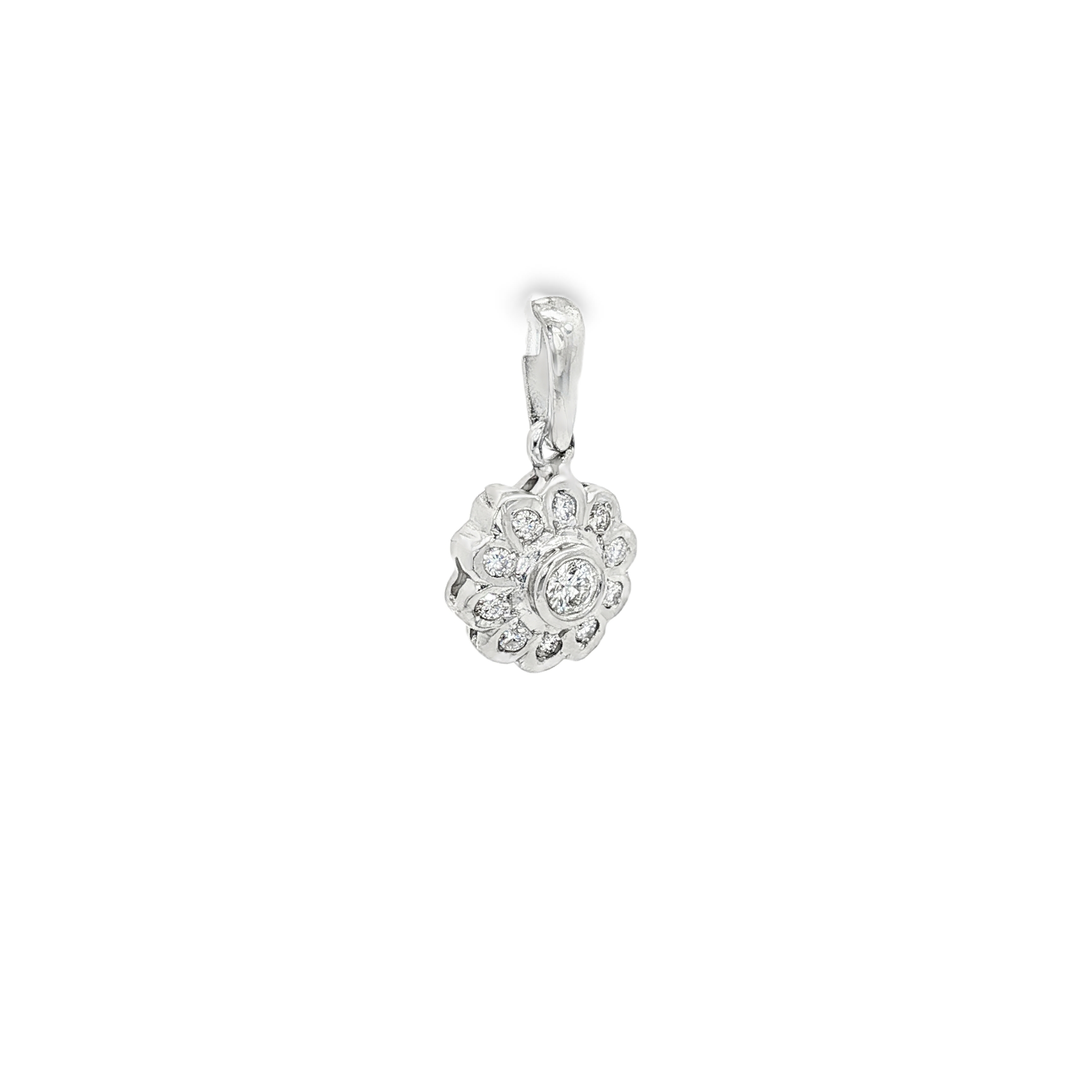 COLGANTE FLOR ORO BLANCO CON DIAMANTES