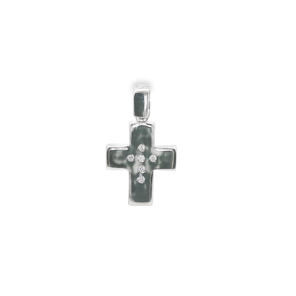 CRUZ ORO BLANCO CON BRILLANTES