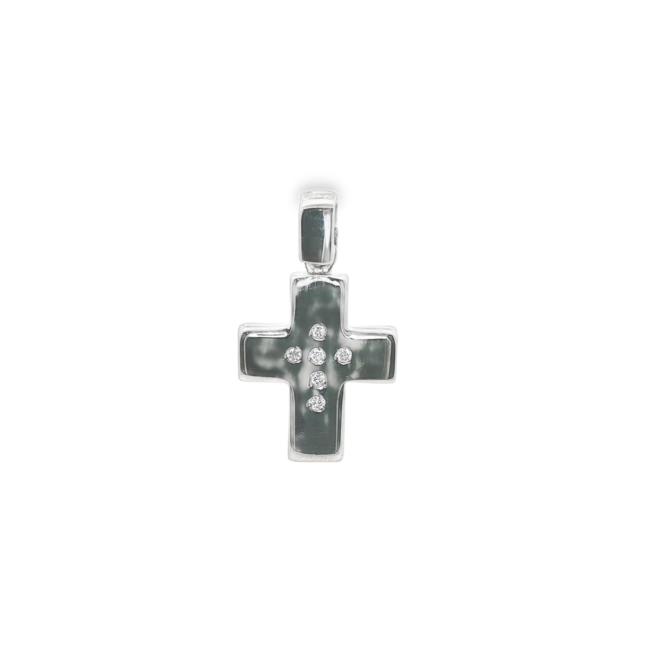 CRUZ ORO BLANCO CON BRILLANTES