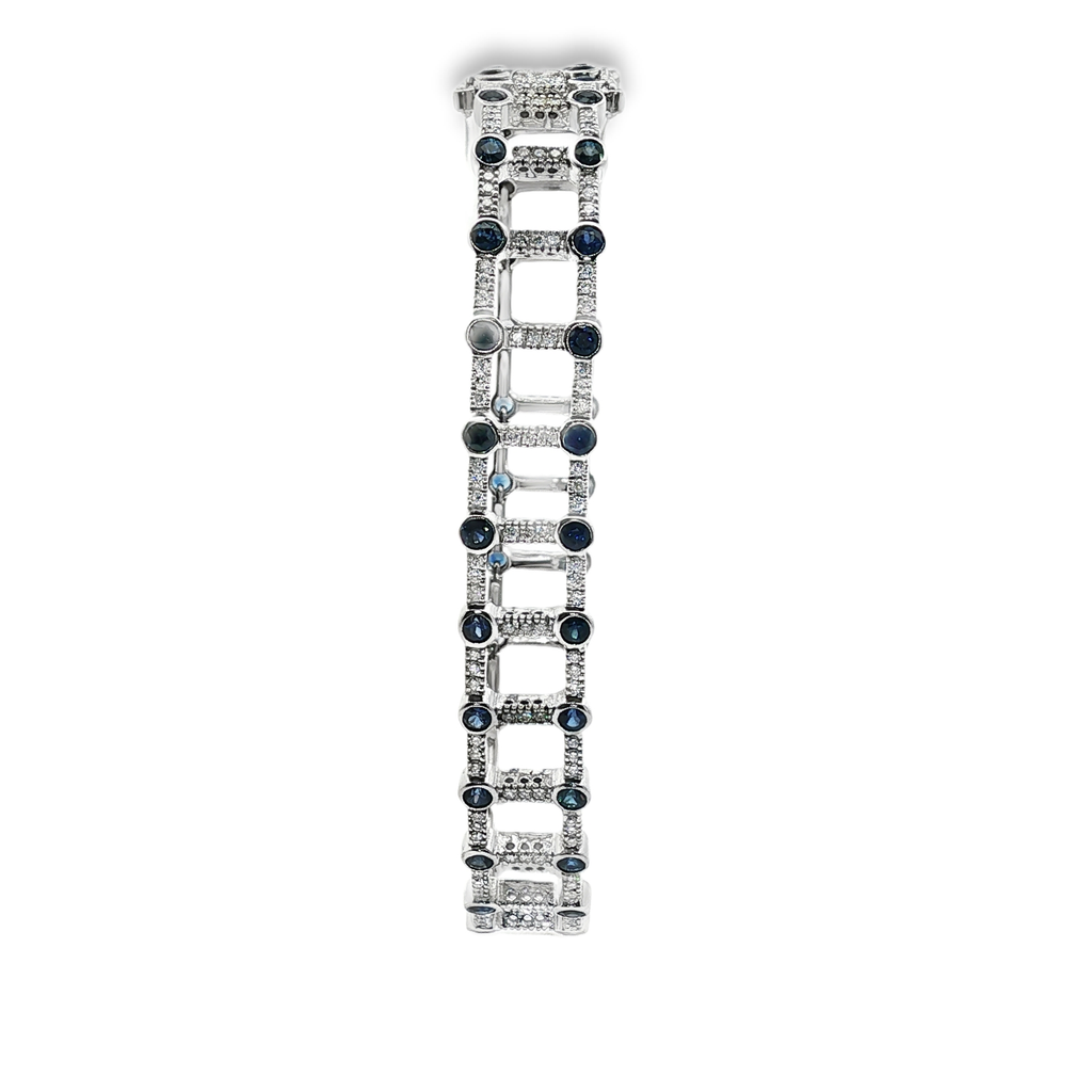 PULSERA ORO BLANCO CON ZAFIROS Y BRILLANTES
