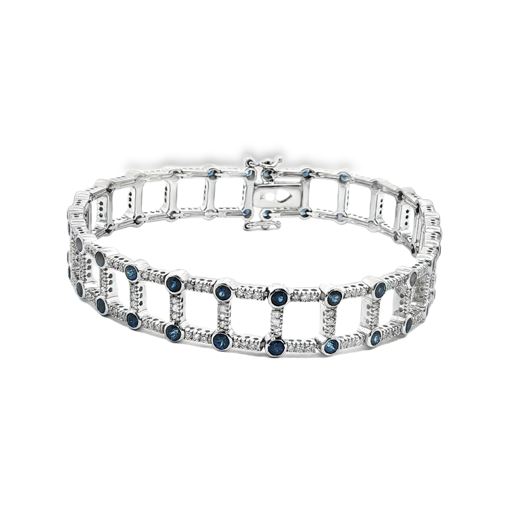 PULSERA ORO BLANCO CON ZAFIROS Y BRILLANTES