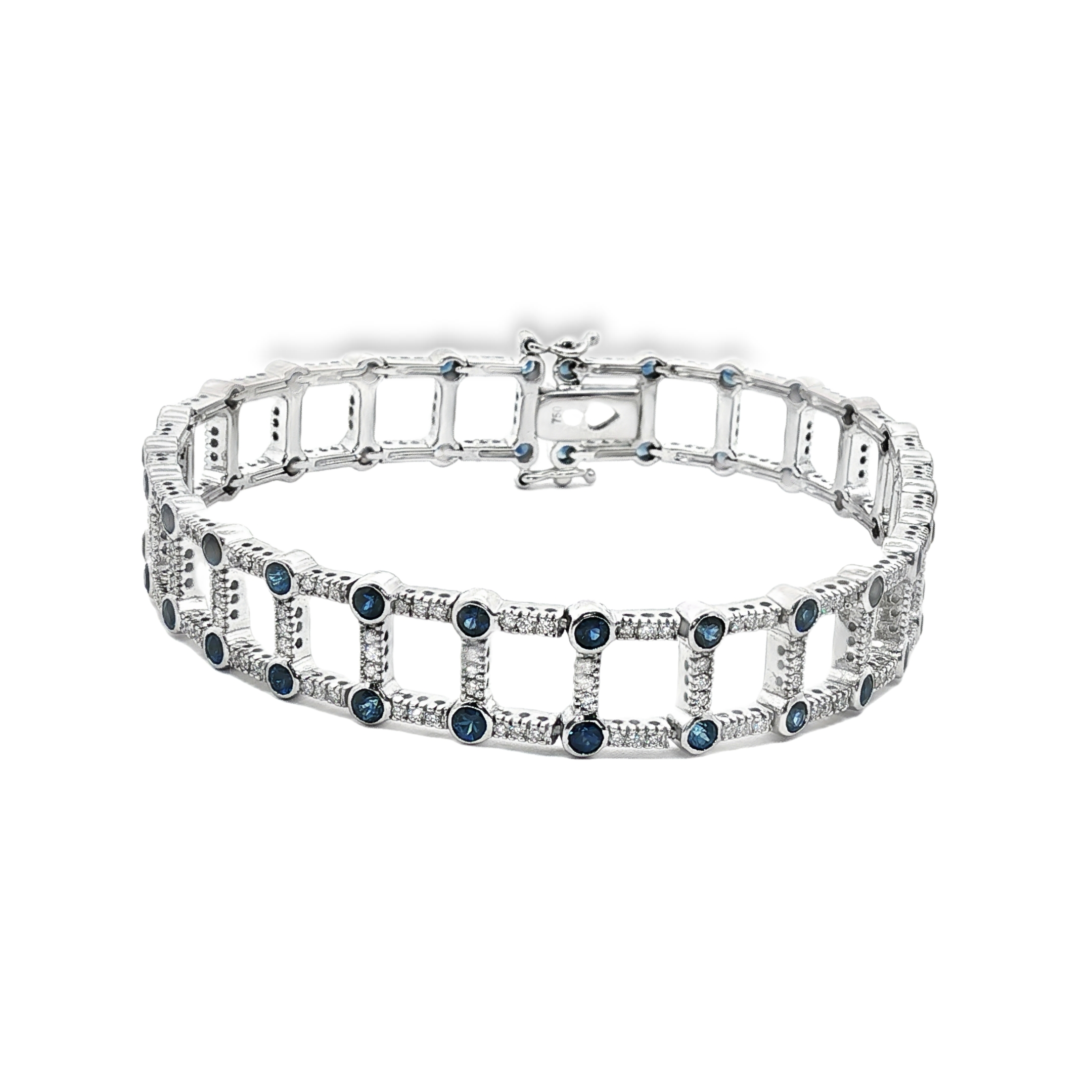 PULSERA ORO BLANCO CON ZAFIROS Y BRILLANTES