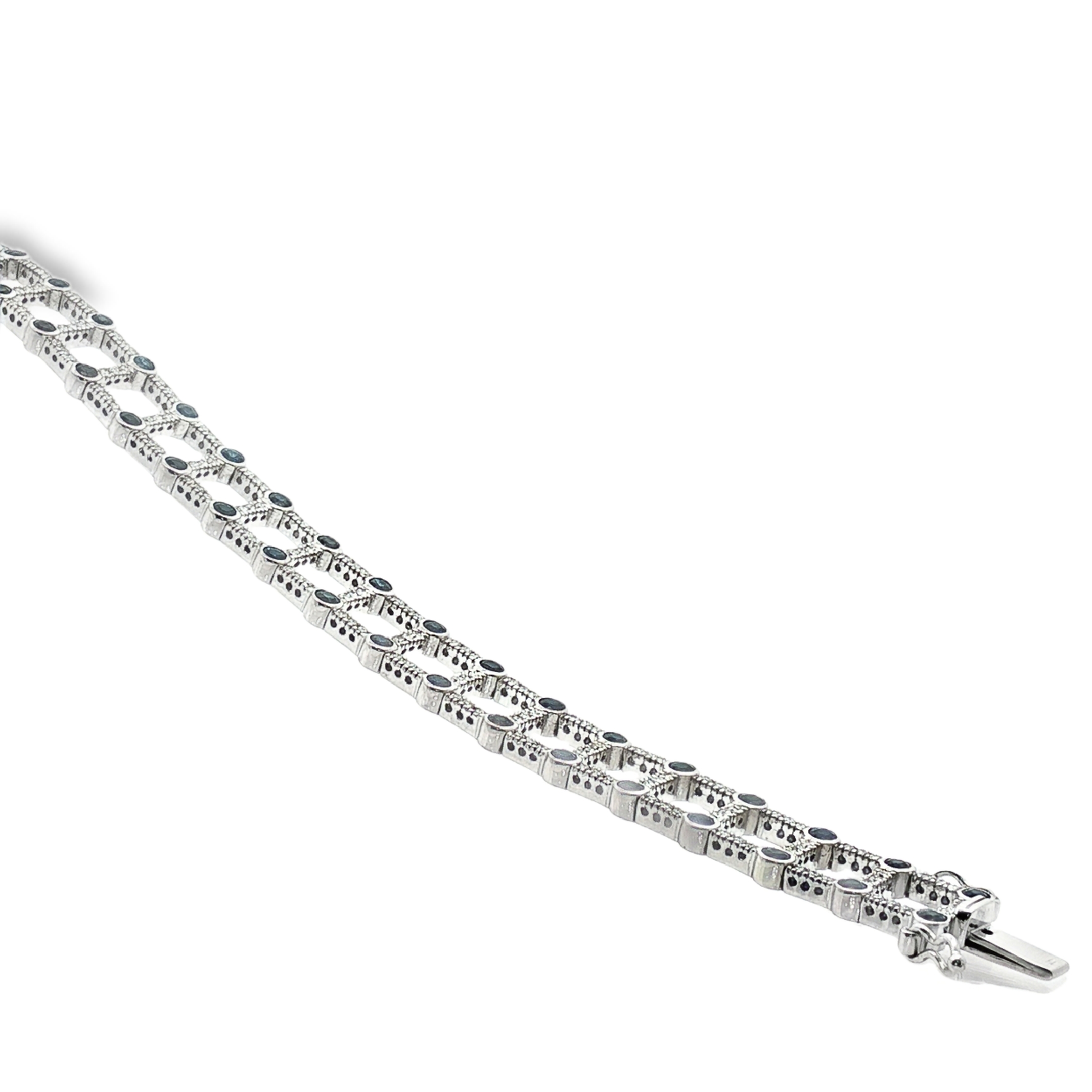 PULSERA ORO BLANCO CON ZAFIROS Y BRILLANTES