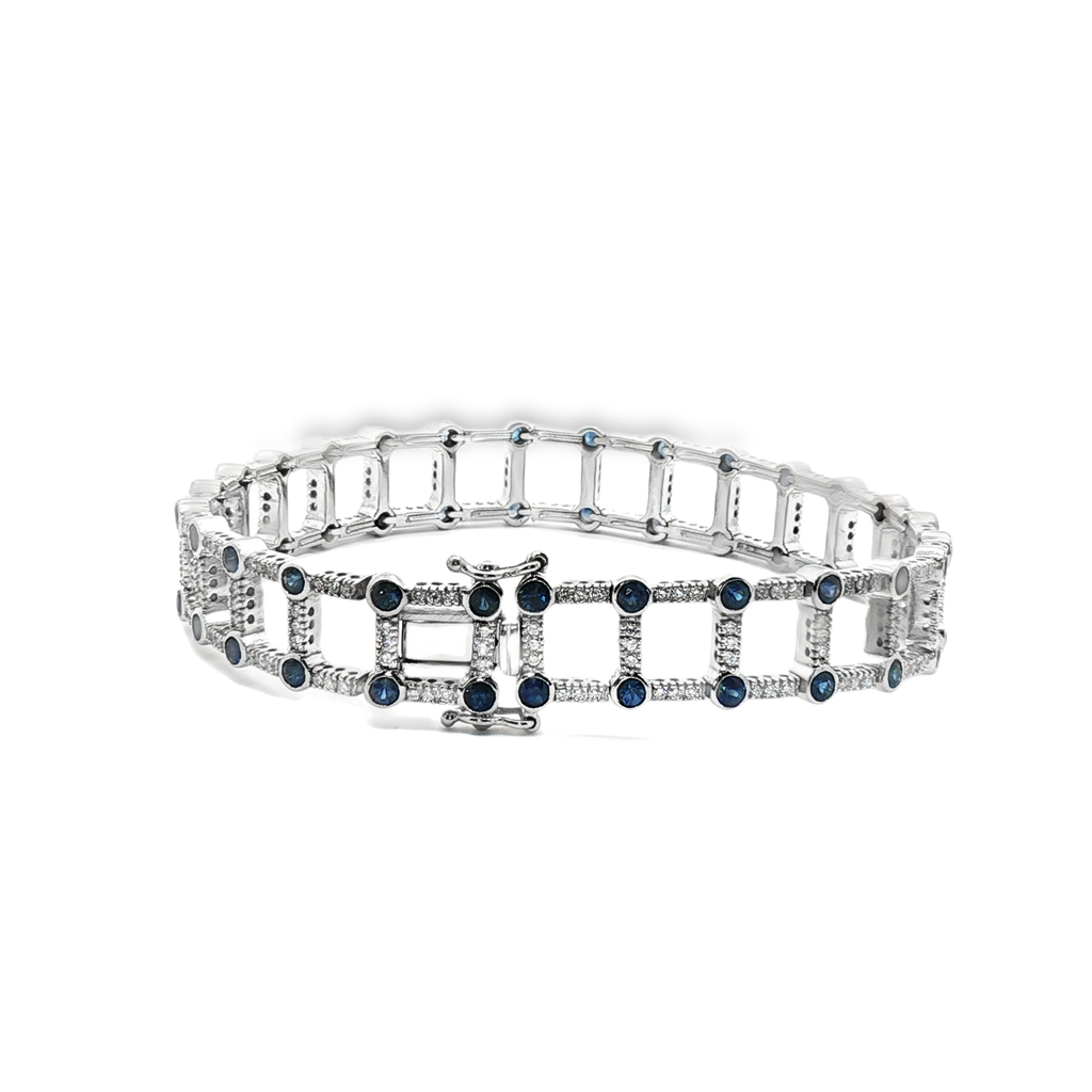 PULSERA ORO BLANCO CON ZAFIROS Y BRILLANTES