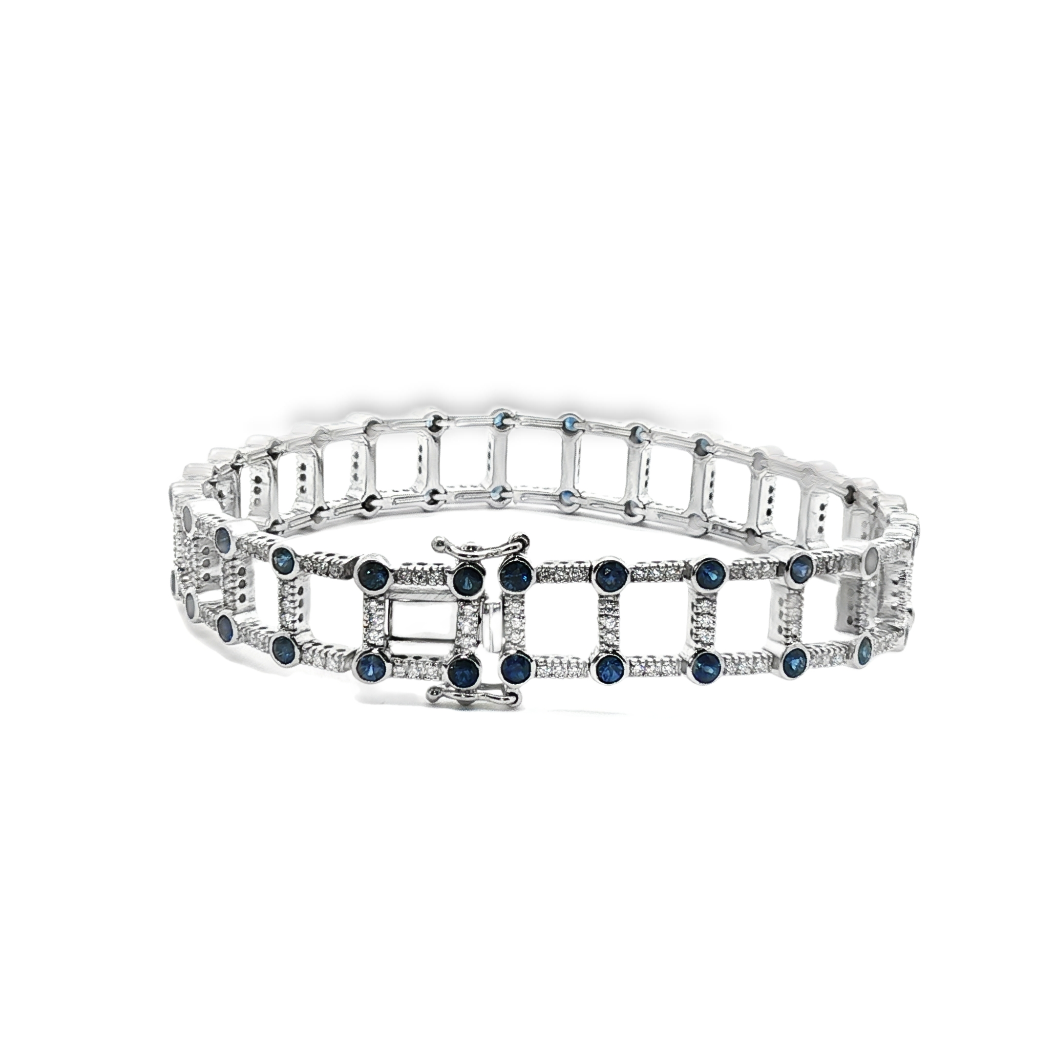 PULSERA ORO BLANCO CON ZAFIROS Y BRILLANTES