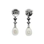 PENDIENTES ORO BLANCO CON DIAMANTES Y PERLAS