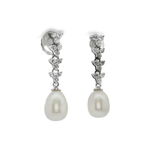 PENDIENTES ORO BLANCO CON DIAMANTES Y PERLAS