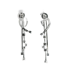 PENDIENTES LARGOS DE ORO BLANCO CON DIAMANTES