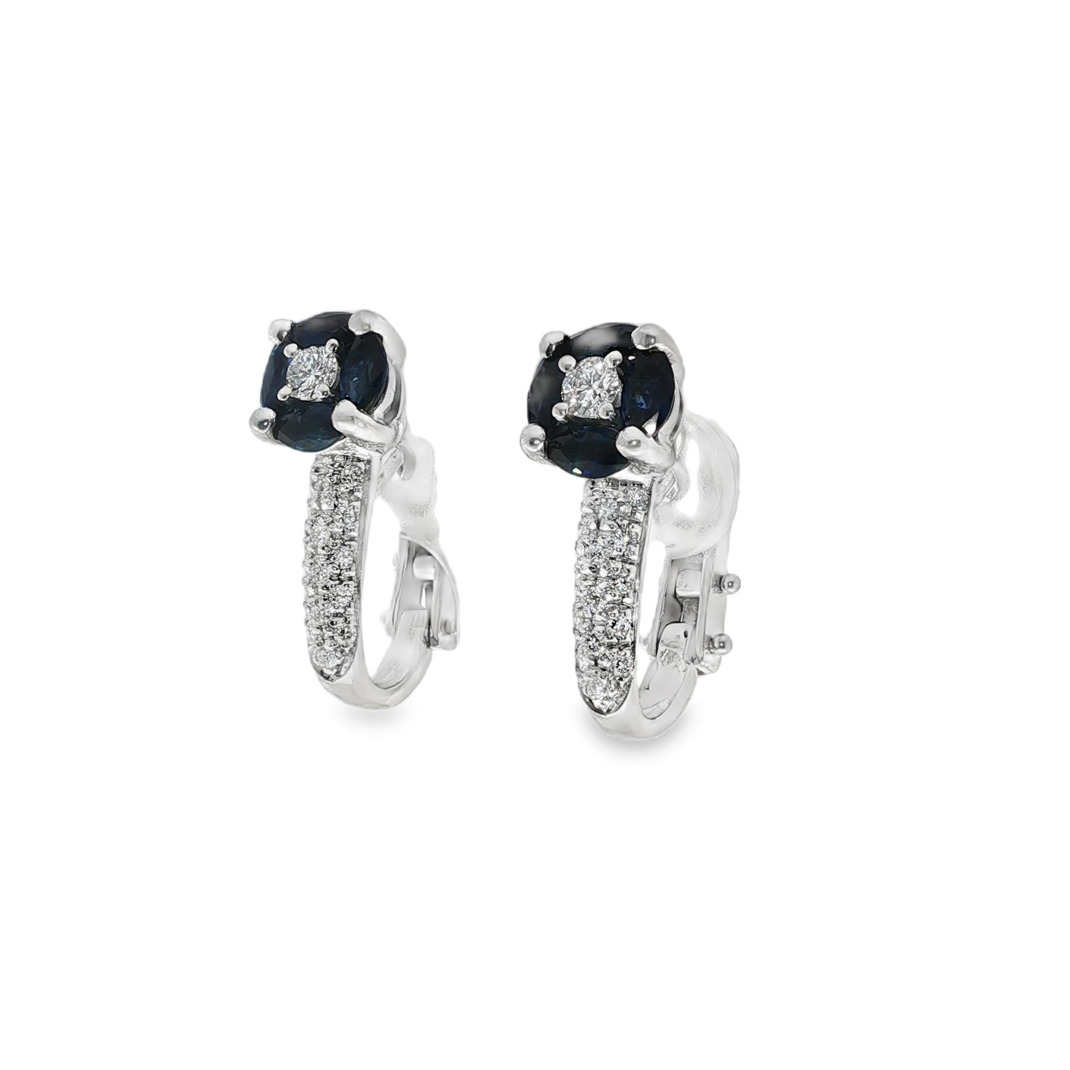 PENDIENTES ORO BLANCO ZAFIROS MARQUISE Y BRILLANTES