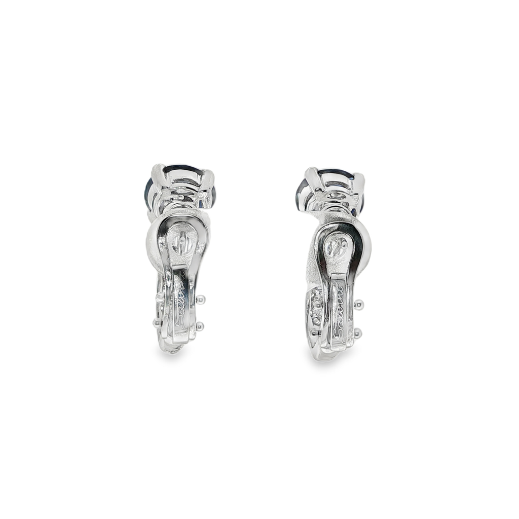 PENDIENTES ORO BLANCO ZAFIROS MARQUISE Y BRILLANTES