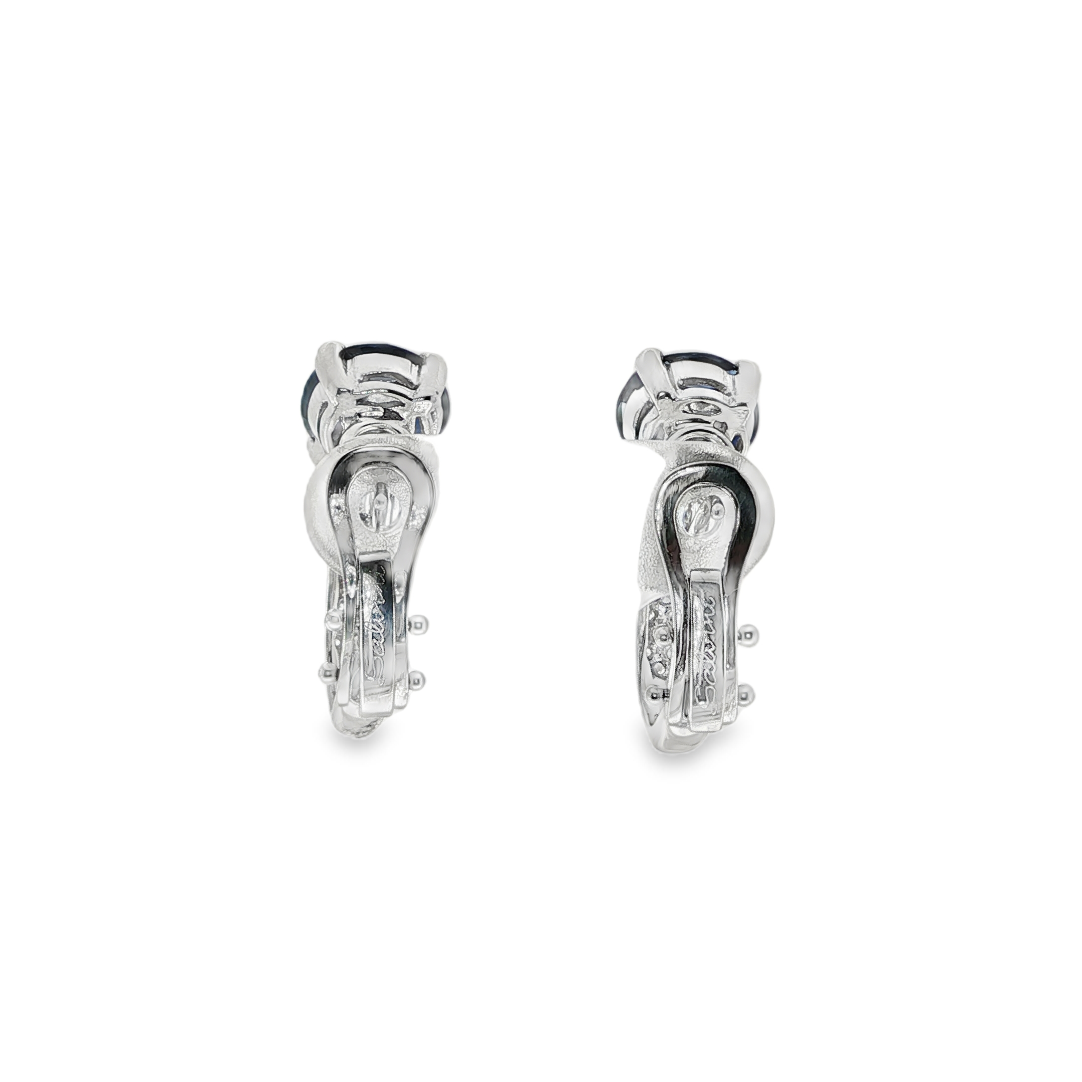 PENDIENTES ORO BLANCO ZAFIROS MARQUISE Y BRILLANTES