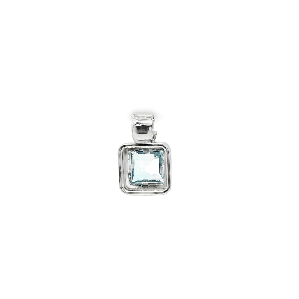 COLGANTE ORO BLANCO CON AGUAMARINA