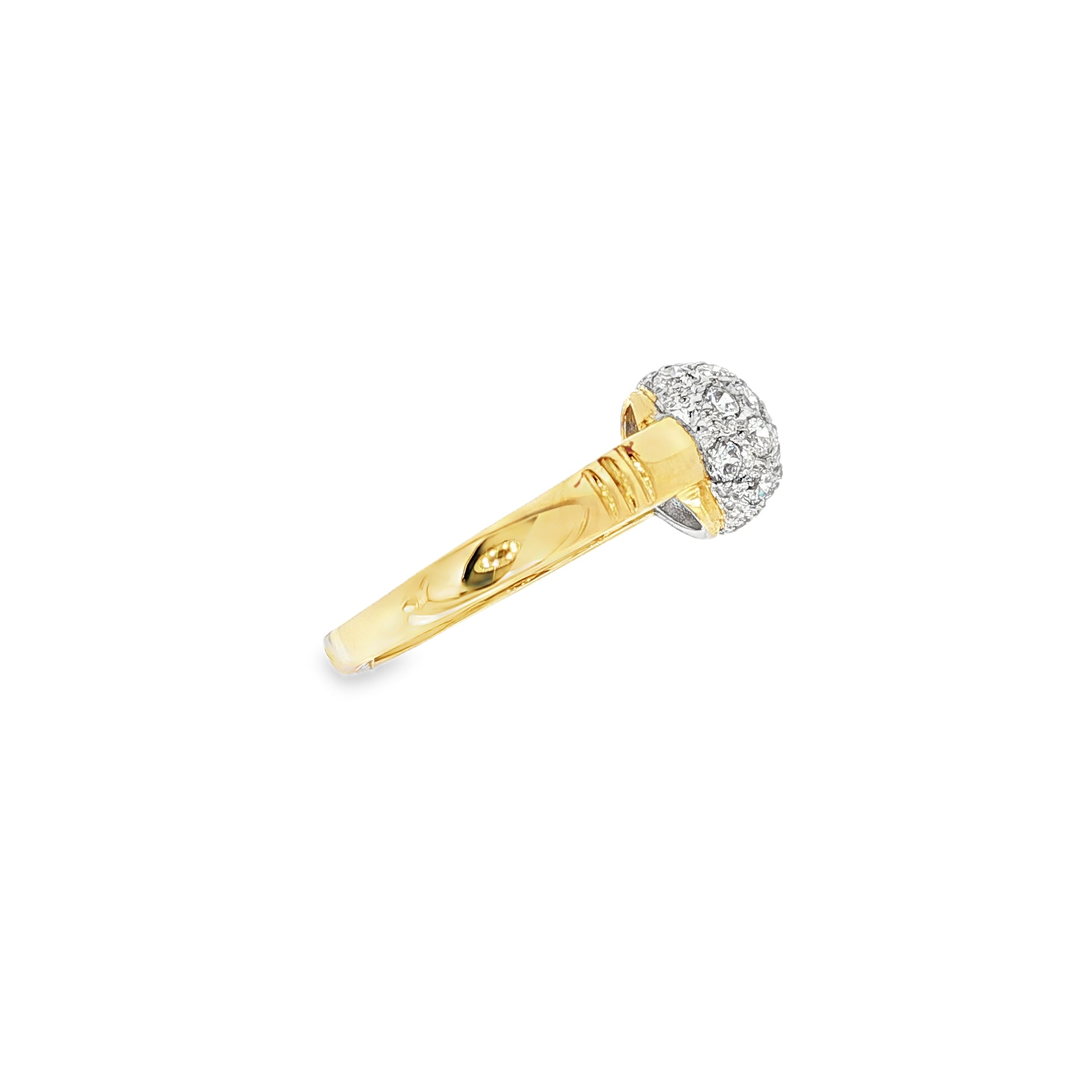 ANILLO BOLA BICOLOR CON CIRCONITAS
