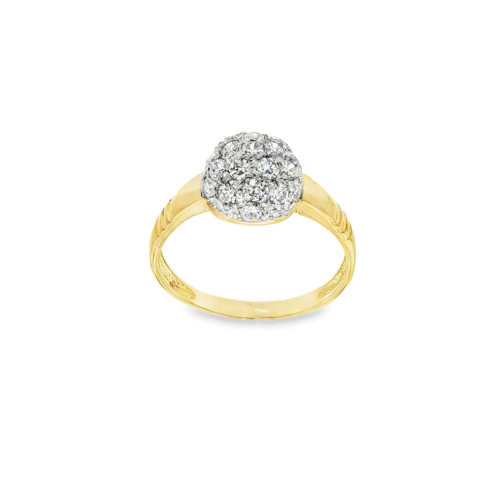 ANILLO BOLA BICOLOR CON CIRCONITAS