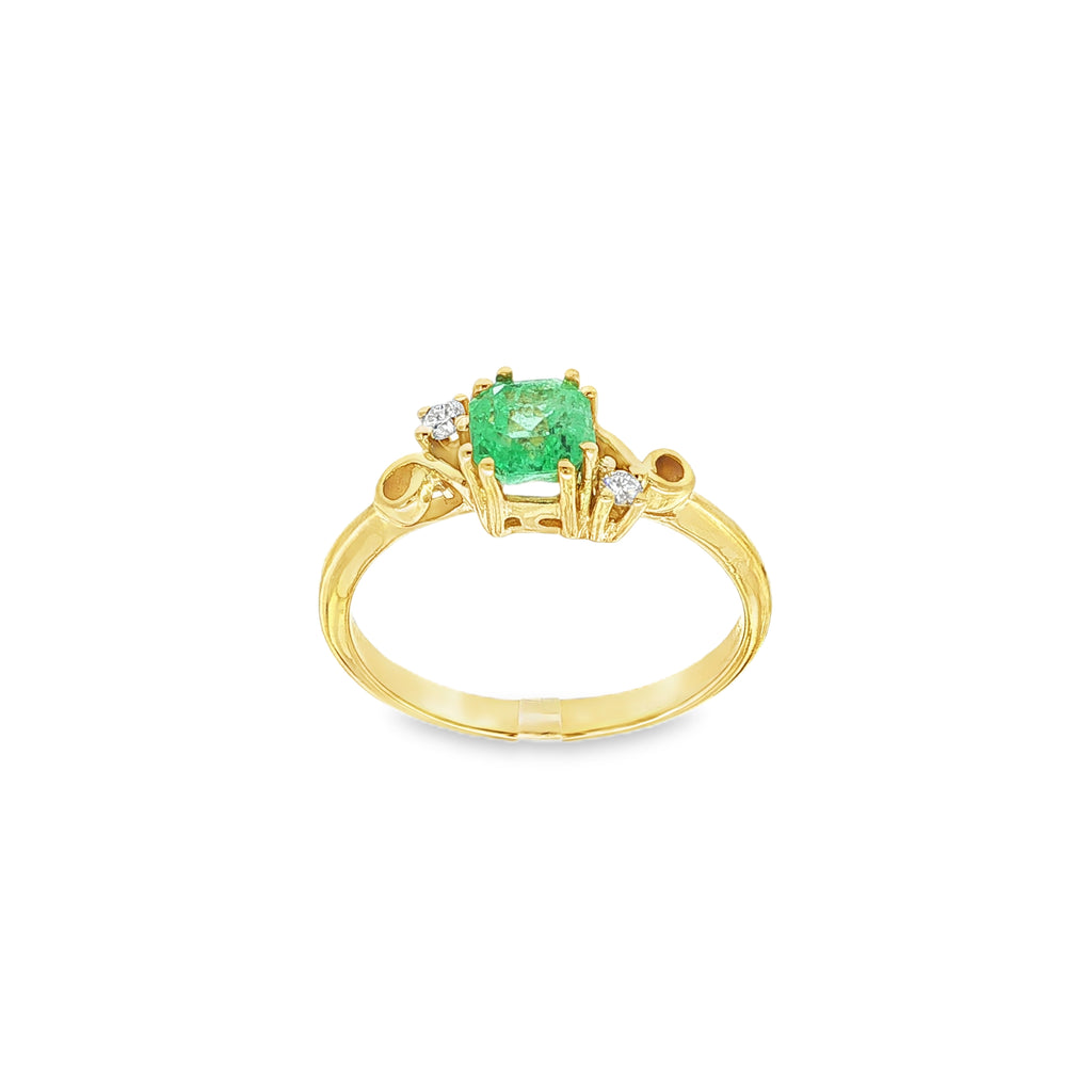 CONJUNTO SORTIJA Y PENDIENTES ESMERALDAS Y BRILLANTES