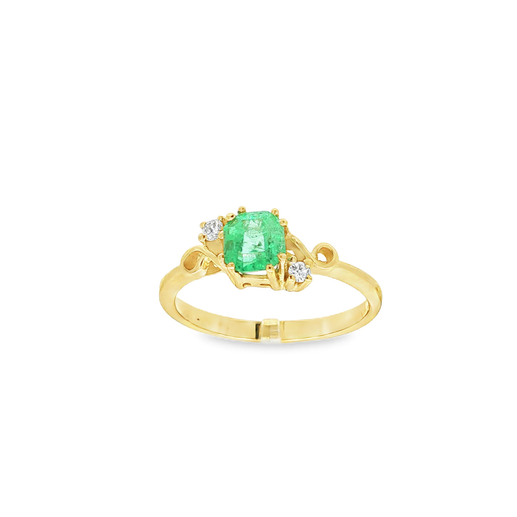 CONJUNTO SORTIJA Y PENDIENTES ESMERALDAS Y BRILLANTES