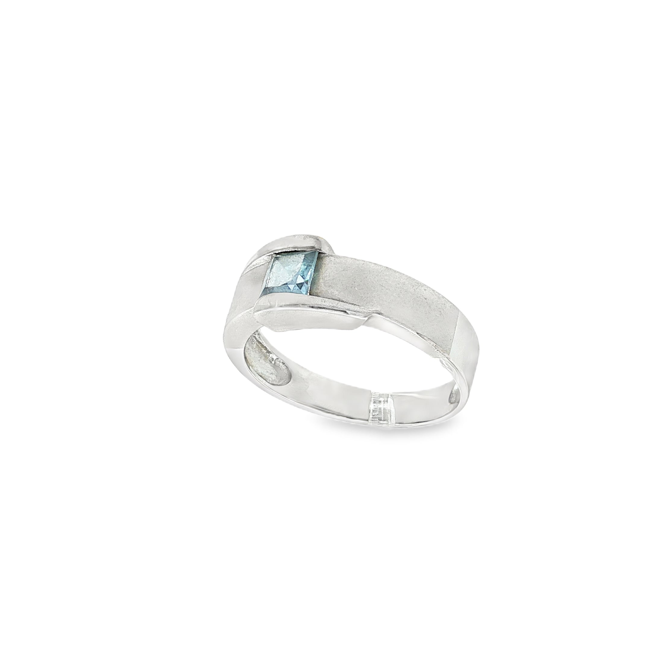 ANILLO PIEDRA  AZUL ORO BLANCO