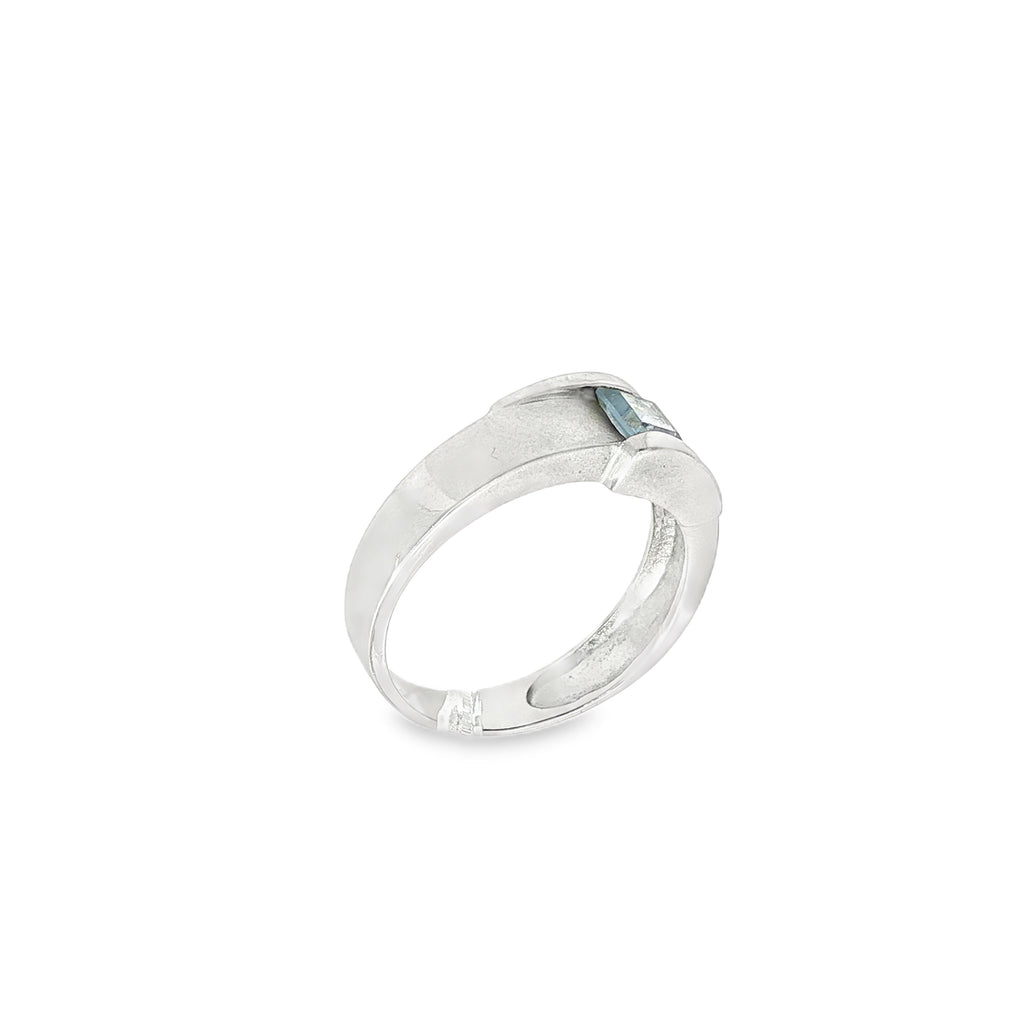 ANILLO PIEDRA  AZUL ORO BLANCO