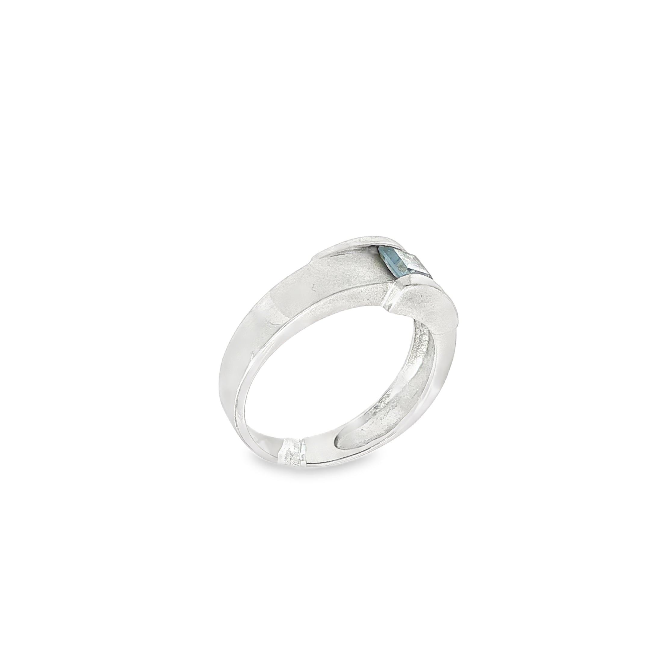 ANILLO PIEDRA  AZUL ORO BLANCO