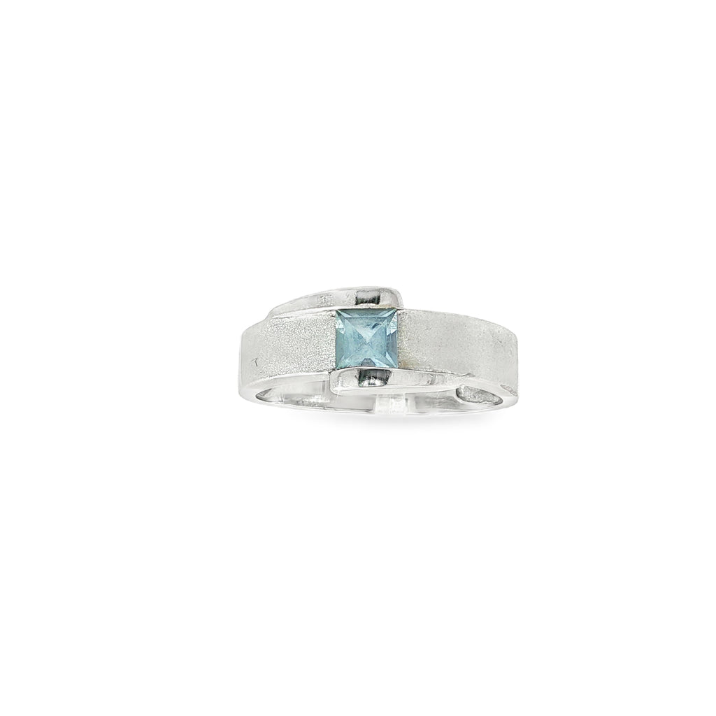 ANILLO PIEDRA  AZUL ORO BLANCO