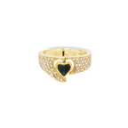 CONJUNTO SORTIJA Y PENDIENTES CON BRILLANTES Y ZAFIRO CORAZON