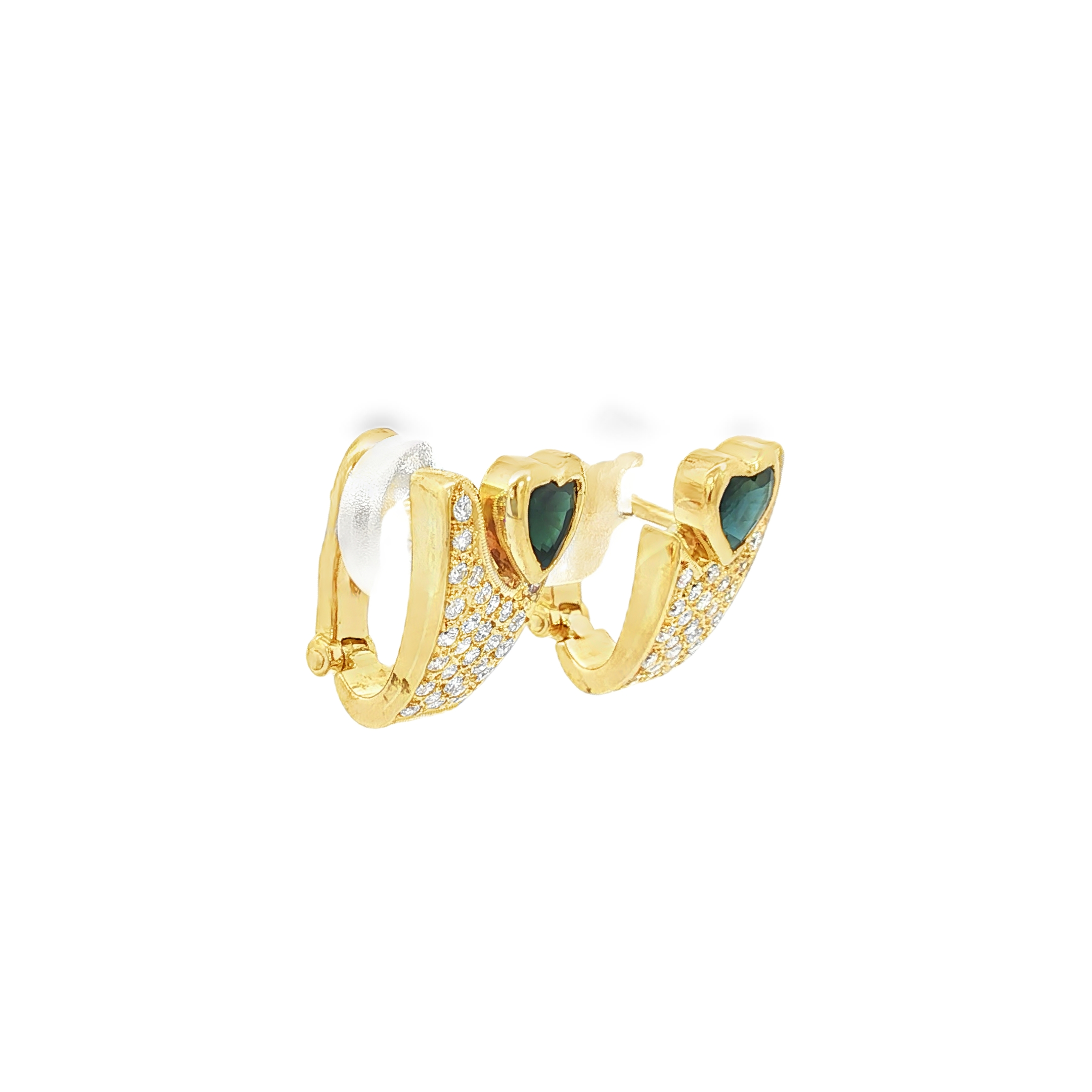 CONJUNTO SORTIJA Y PENDIENTES CON BRILLANTES Y ZAFIRO CORAZON