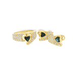 CONJUNTO SORTIJA Y PENDIENTES CON BRILLANTES Y ZAFIRO CORAZON