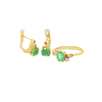 CONJUNTO SORTIJA Y PENDIENTES ESMERALDAS Y BRILLANTES