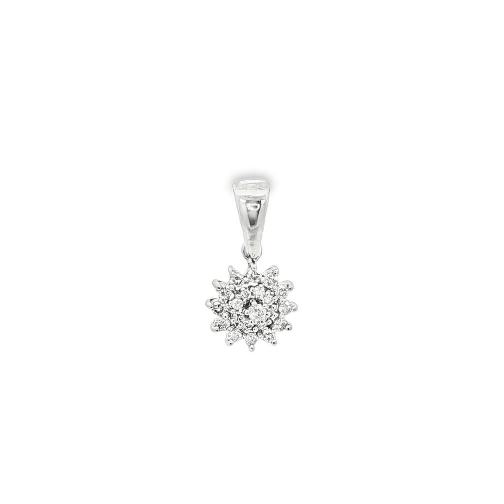 CONJUNTO PENDIENTES Y COLGANTE ORO BLANCO Y BRILLANTES