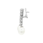 PENDIENTES LARGOS ORO BLANCO CON DIAMANTES Y PERLAS