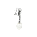PENDIENTES LARGOS ORO BLANCO CON DIAMANTES Y PERLAS