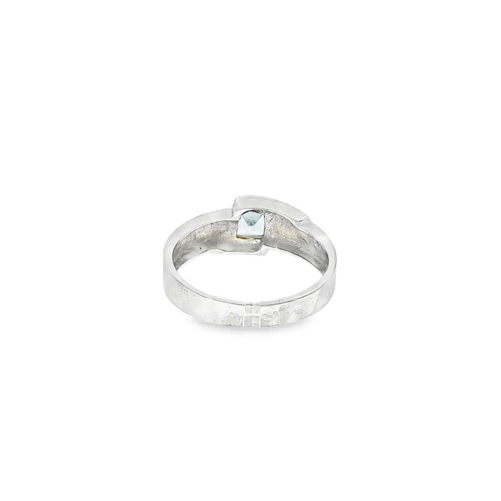 ANILLO PIEDRA  AZUL ORO BLANCO