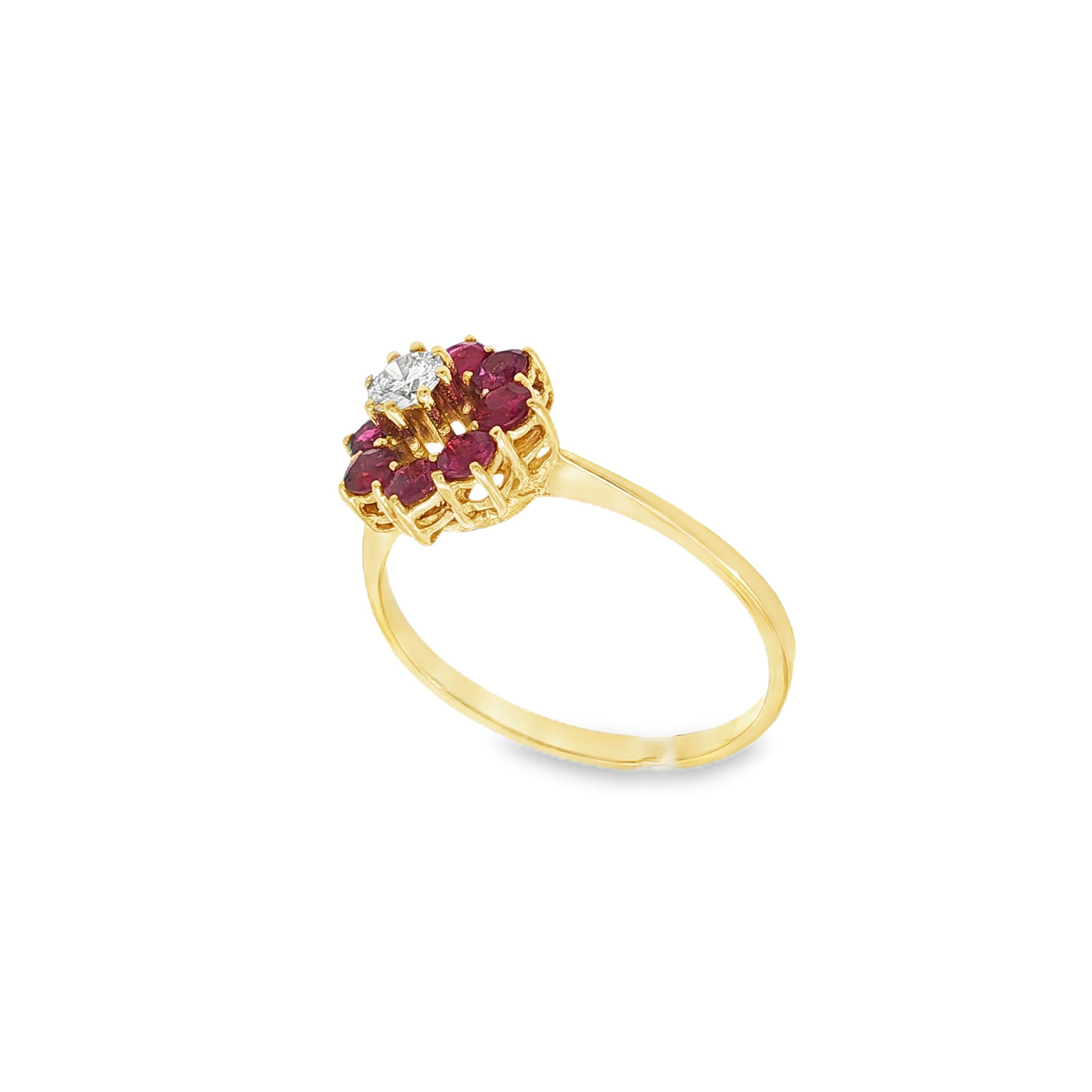 SORTIJA FLOR RUBIES Y DIAMANTE