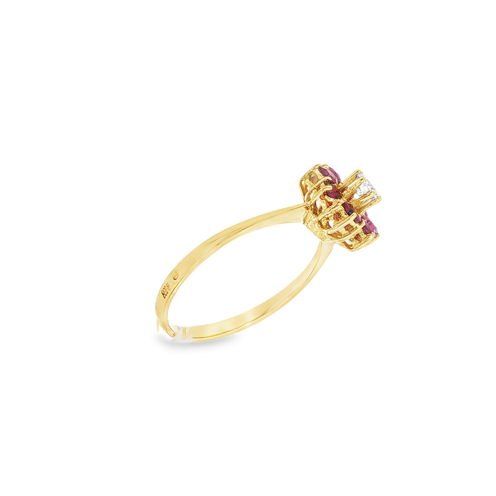 SORTIJA FLOR RUBIES Y DIAMANTE