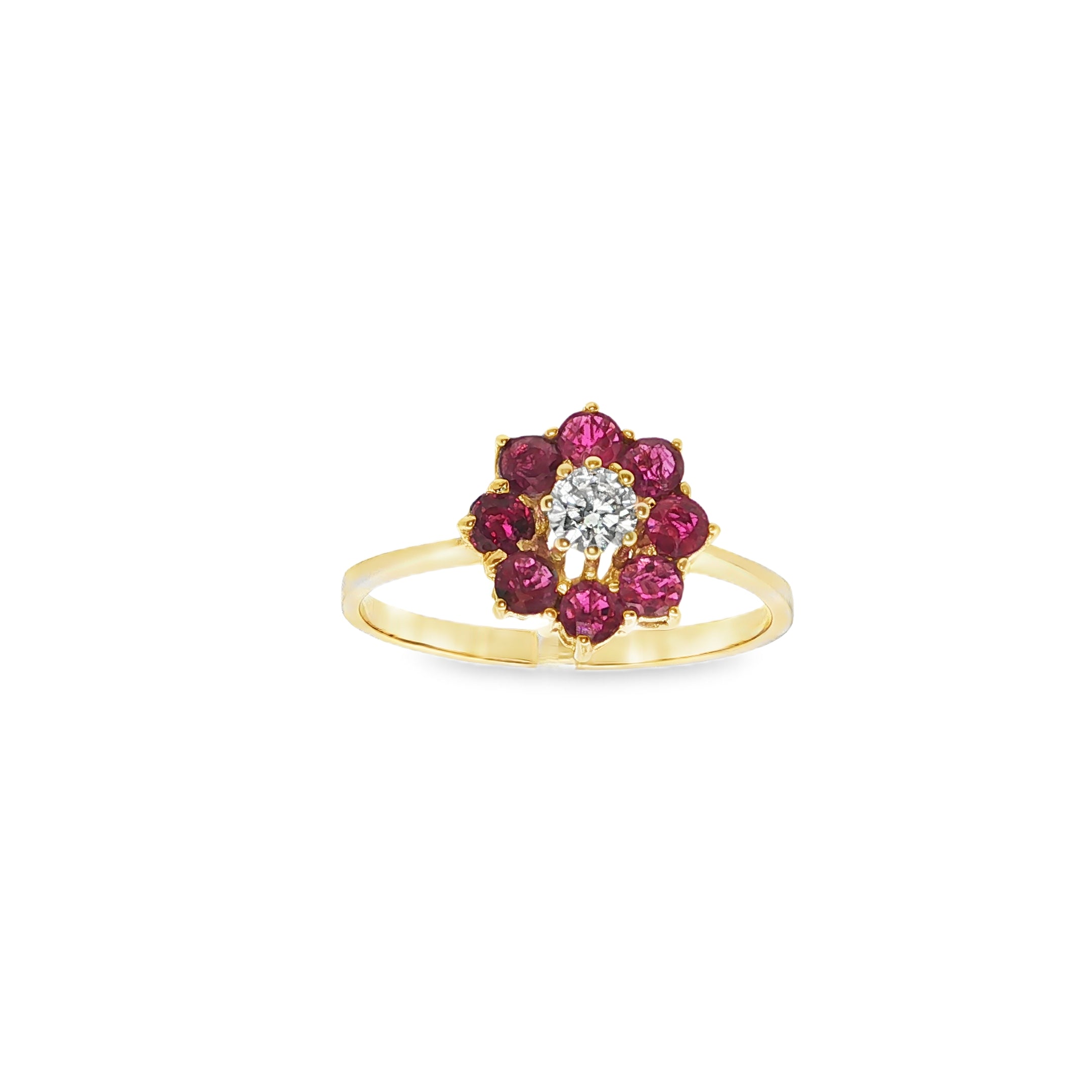 SORTIJA FLOR RUBIES Y DIAMANTE
